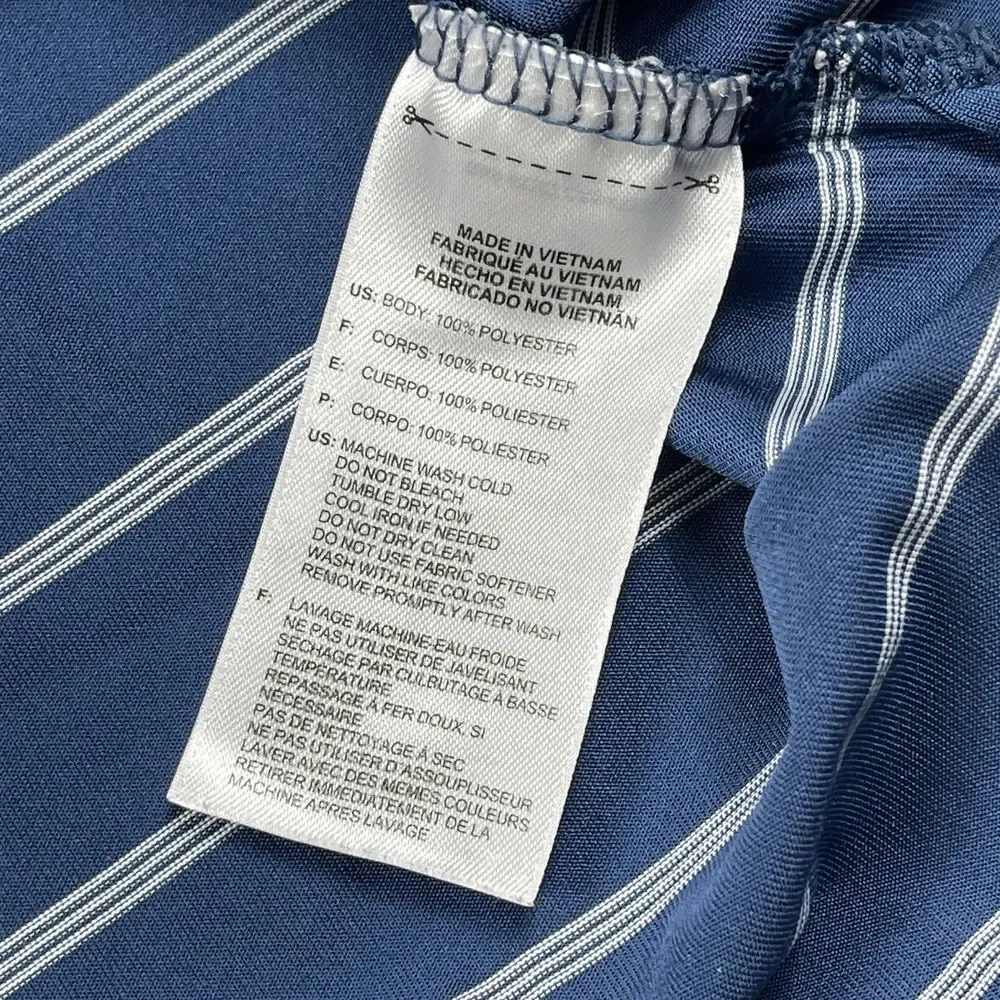 Adidas Polo Shirt Mens Large Navy Blue Striped Puremotion Long Bay Club Golf Top